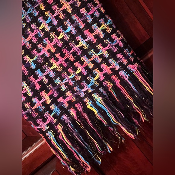 New Multicolor black long bohemian cardigan coat with fringes size s/m - Picture 12 of 15